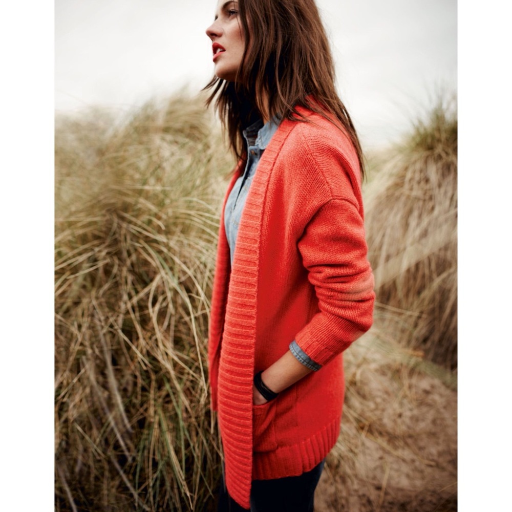 Boden Open Front Orange Wool/Alpaca Cardigan Sz 4